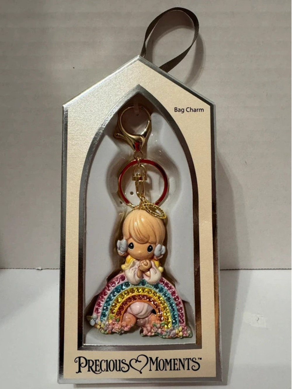 Precious Moments Angel Over Bling Rainbow Collectible Bag Charm NWT